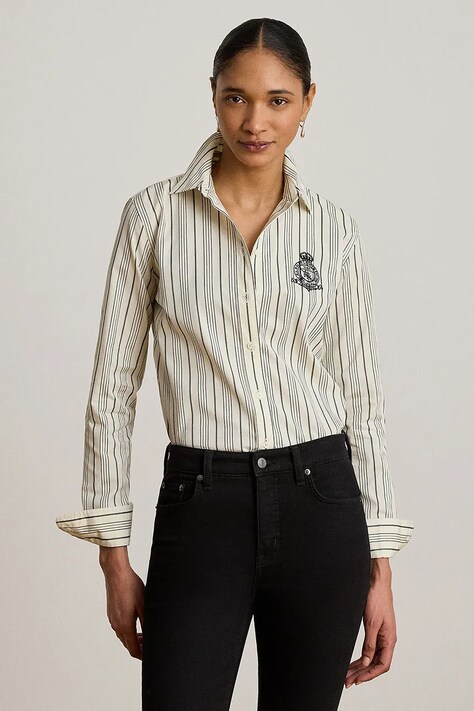 Lauren Ralph Lauren koszula damska bawełniana beżowa w paski 200P13720