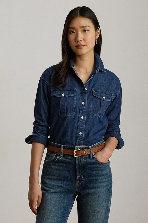Lauren Ralph Lauren koszula damska jeansowa niebieska gładka 200B24167