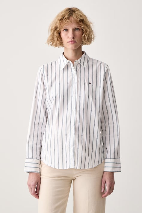 Tommy Hilfiger Košeľa dámska bavlnená béžová WW0WW51155