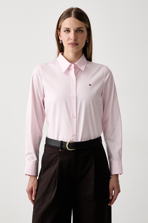 Tommy Hilfiger košile dámská bavlněná růžová pruhovaná WW0WW51155