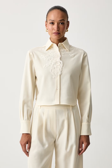 Ermanno Scervino LIFE koszula damska z wełną merino beżowa gładka D494K601YBM