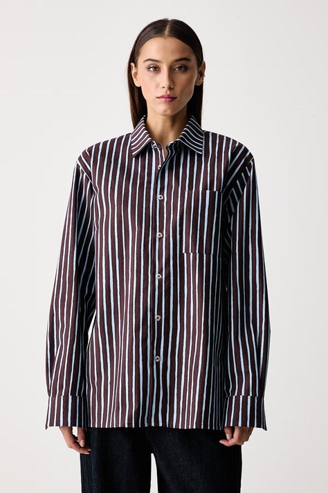 Marimekko Koszula damska bawełniana niebieska w paski 095896