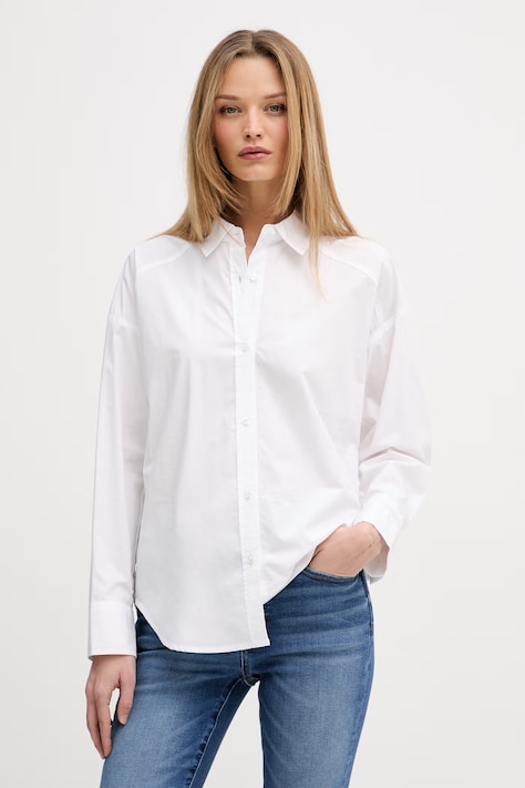 DKNY koszula damska bawełniana biała gładka DJ6W2243