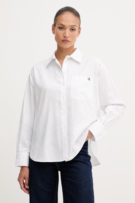 Calvin Klein Jeans koszula damska bawełniana biała LV047G126G