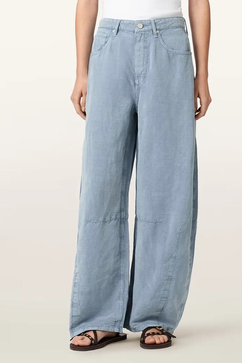 AllSaints jeansy barrel damskie JETT niebieskie W080TE