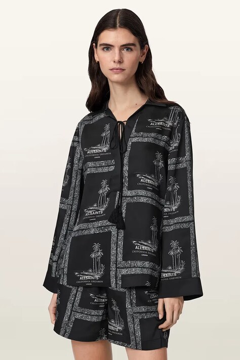 AllSaints bluzka koszulowa damska LETTIE czarna W117PE