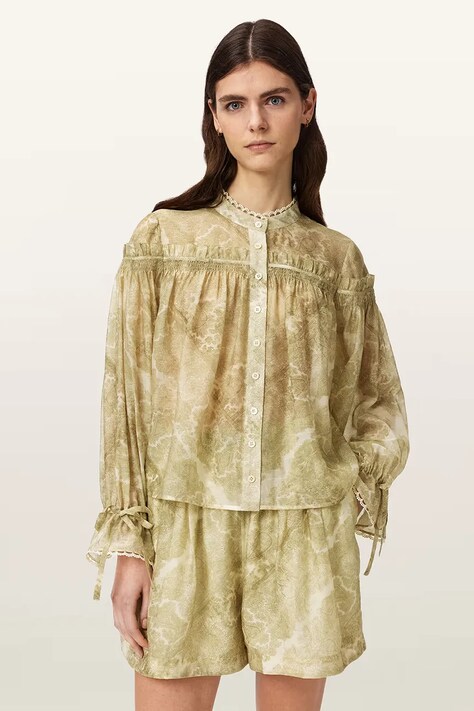 AllSaints koszula damska z lyocellem DELPHINE żółta W116PE