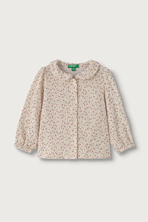 United Colors of Benetton Koszula damska bawełniana beżowa w kwiaty 5W3YGQ03G