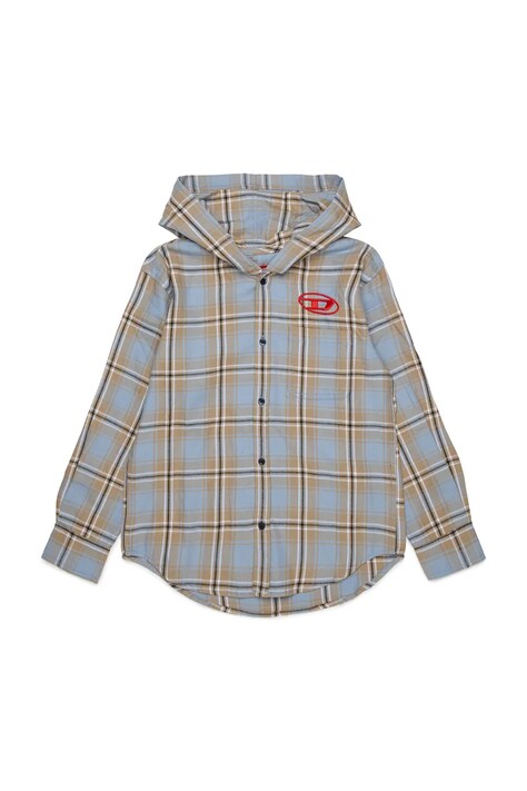 Diesel Koszula dziecięca bawełniana CHECK OVER SHIRT niebieska w kratkę J02970