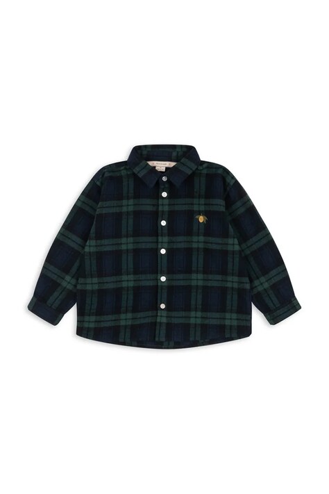 Konges Sløjd Koszula dziecięca bawełniana CHECKY SHIRT GOTS zielona w kratkę KS107679