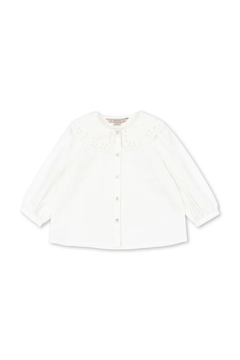 Konges Sløjd Bluzka koszulowa dziecięca bawełniana RILO COLLAR SHIRT GOTS biała gładka KS106211