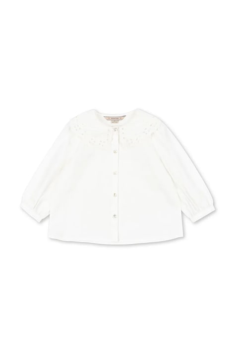 Konges Sløjd Bluzka koszulowa dziecięca bawełniana RILO COLLAR SHIRT GOTS biała gładka KS106211