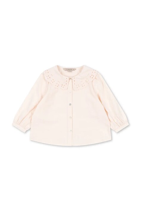 Konges Sløjd Bluzka koszulowa dziecięca bawełniana RILO COLLAR SHIRT GOTS beżowa gładka KS106211
