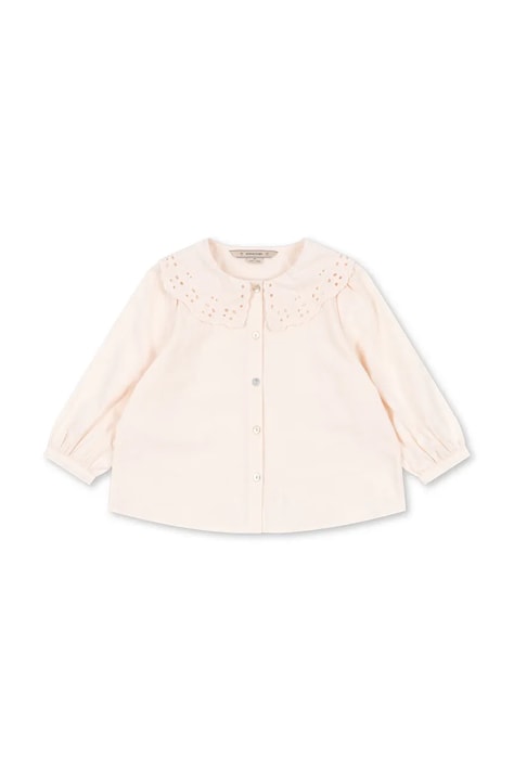 Konges Sløjd Bluzka koszulowa dziecięca bawełniana RILO COLLAR SHIRT GOTS beżowa gładka KS106211