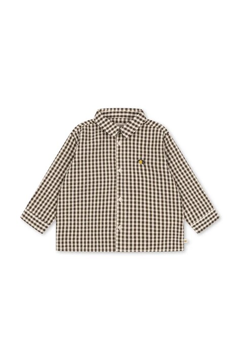 Konges Sløjd Koszula dziecięca bawełniana KIM LS SHIRT GOTS brązowa w kratkę KS106066