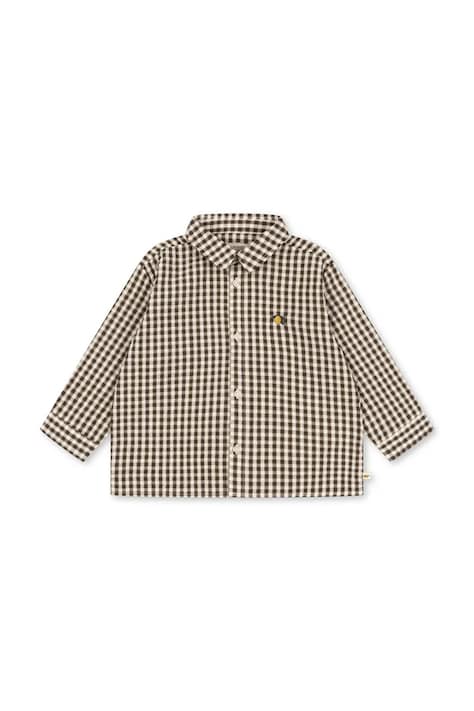 Konges Sløjd Koszula dziecięca bawełniana KIM LS SHIRT GOTS brązowa w kratkę KS106066