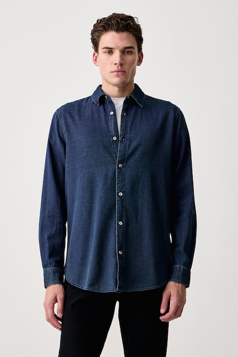 Scotch & Soda Koszula męska bawełniana granatowa gładka 183569