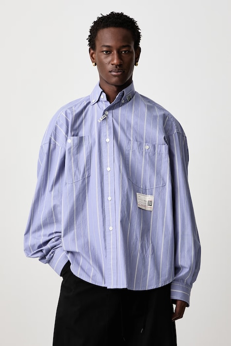 Maison MIHARA YASUHIRO Camicia in cotone da uomo blu a righe A17SH081