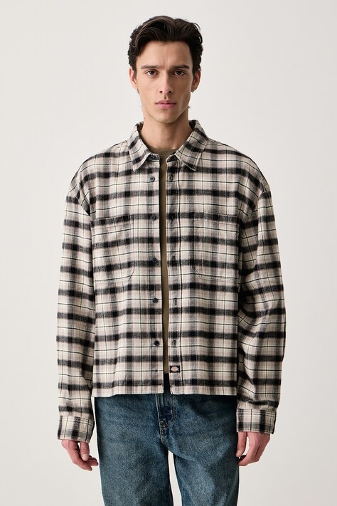 Dickies Koszula męska bawełniana beżowa w kratkę DK0A8CHIBLK1