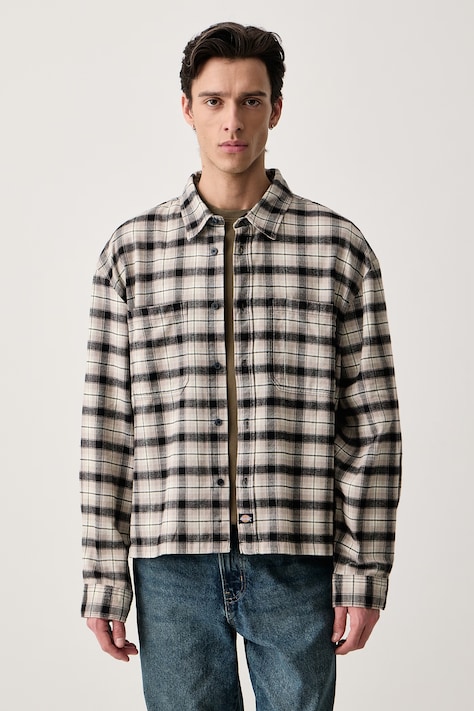 Dickies Koszula męska bawełniana beżowa w kratkę DK0A8CHIBLK1