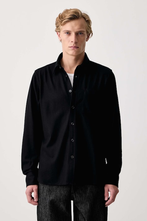 rag & bone Koszula męska z wełną czarna gładka RVC026FSMWO