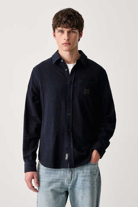 Guess Jeans Košulja za muškarce od pamuka mornarsko plava bez uzorka M6BH10 W3706