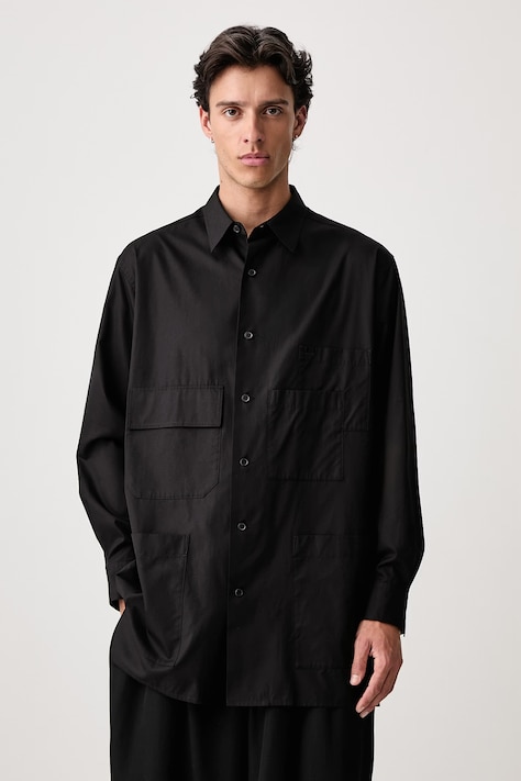 Yohji Yamamoto MULTI POCKET koszula bawełniana męska czarna gładka KN3626