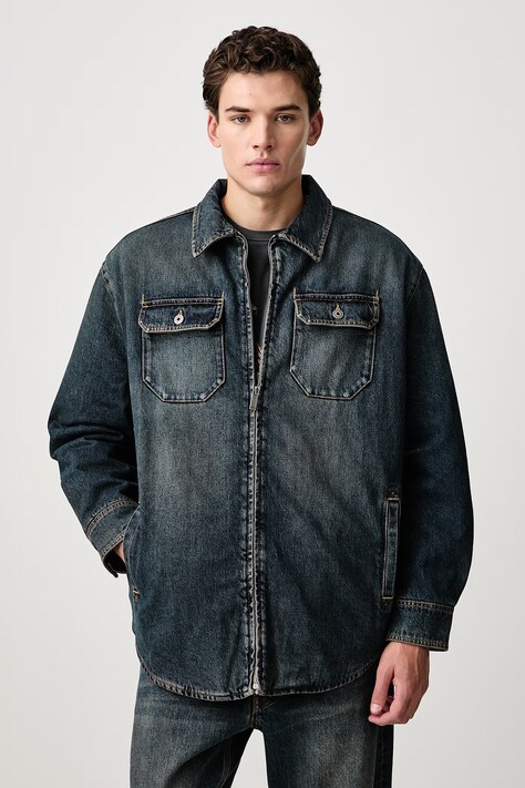 Off-White Bookish Workwear jacket denim Men's blue 44MYD05WF26D002461