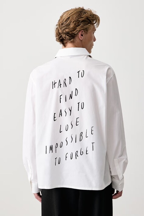 Karl Lagerfeld Jeans Košulja za muškarce od pamuka x Pietro Terzini bijela s tiskom B4M16022