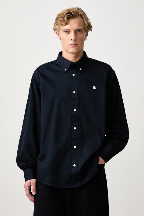 Carhartt WIP OG Madison Shirt koszula bawełniana męska granatowa gładka I037146