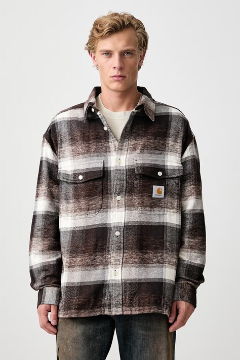 Carhartt WIP Esterson Shirt koszula bawełniana męska brązowa w kratkę I037139