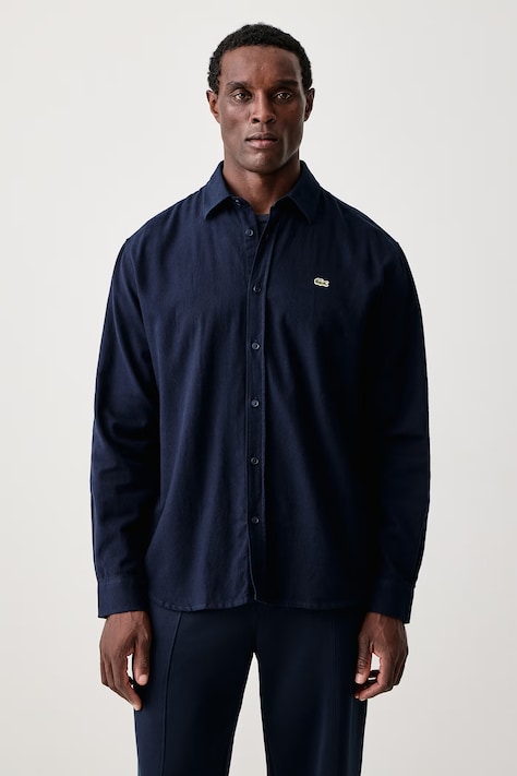 Lacoste Cămașă pentru bărbați din bumbac bleumarin simplă CH8724