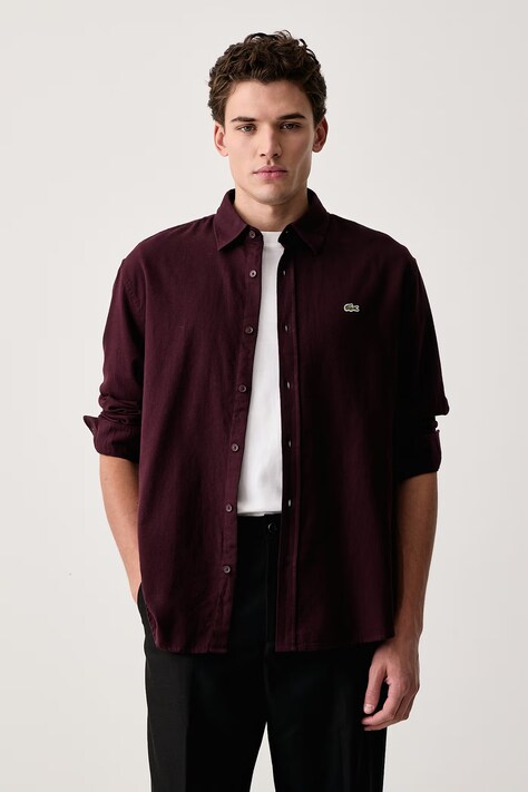Lacoste Koszula męska bawełniana czarna gładka CH8724