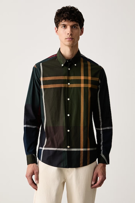 Barbour koszula męska bawełniana zielona w kratkę MSH5871