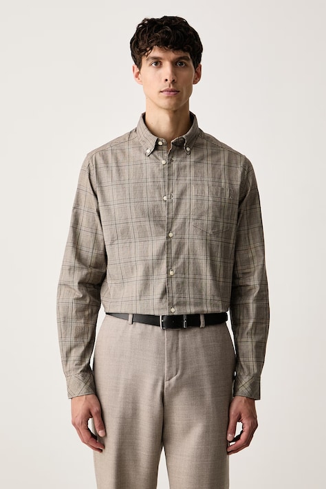 Barbour koszula męska bawełniana Franklin beżowa w kratkę MSH5803