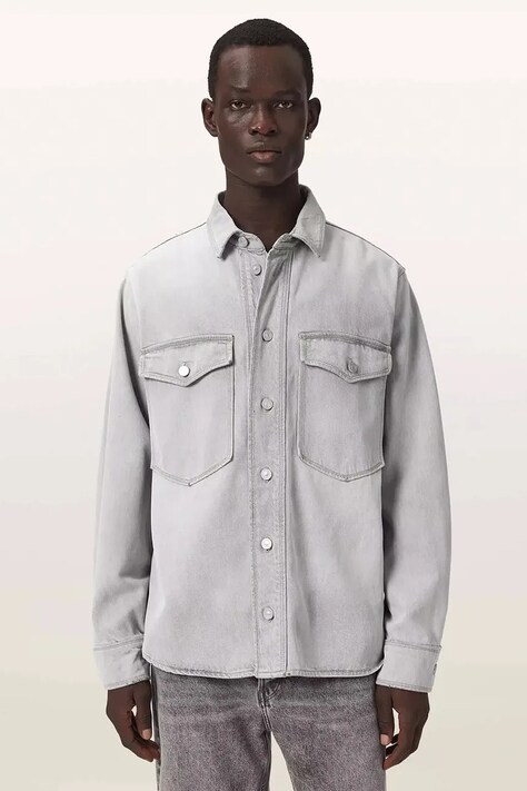 AllSaints Koszula męska jeansowa ALBIN szara M067SF