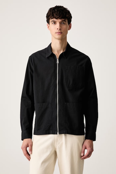 AllSaints Férfi pamut ing DOLWEN fekete sima M042SF