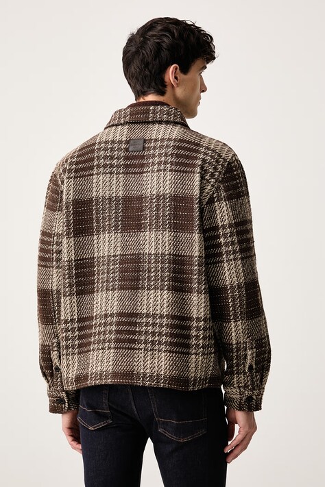 AllSaints Férfi pamut ing VALLE barna kockás M029SF