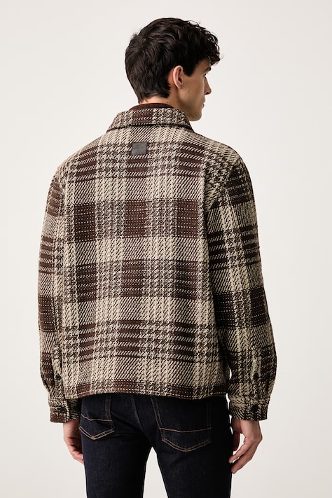 AllSaints Férfi pamut ing VALLE barna kockás M029SF