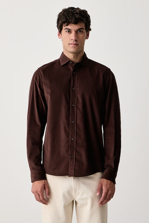 BOSS Košeľa pánska menčestrová H-LIAM-SP-C1-264 hnedá hladká 50572172