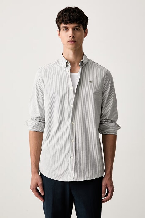 Scotch & Soda koszula męska bawełniana z elastanem biała w paski 183561