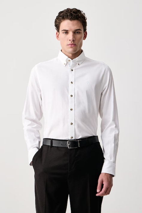 Hackett London Koszula męska bawełniana biała gładka HM3010855