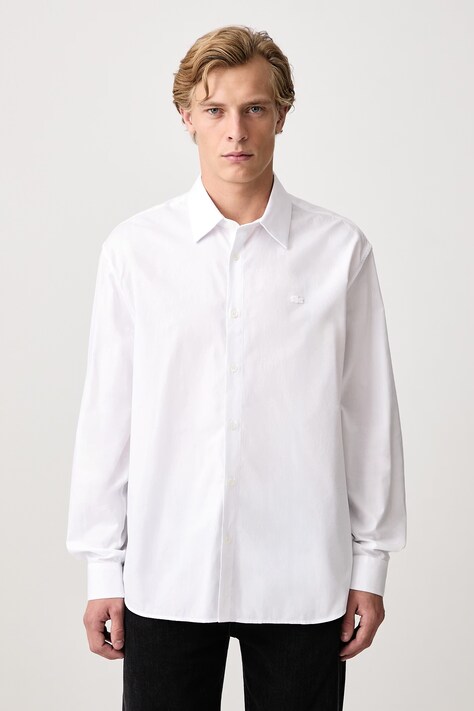 Lacoste Koszula oxford bawełniana biała gładka CH8729