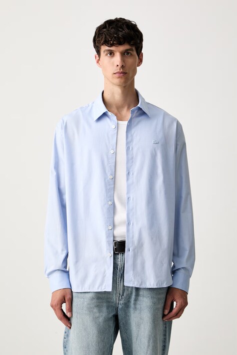 Lacoste koszula oxford bawełniana niebieska gładka CH8729