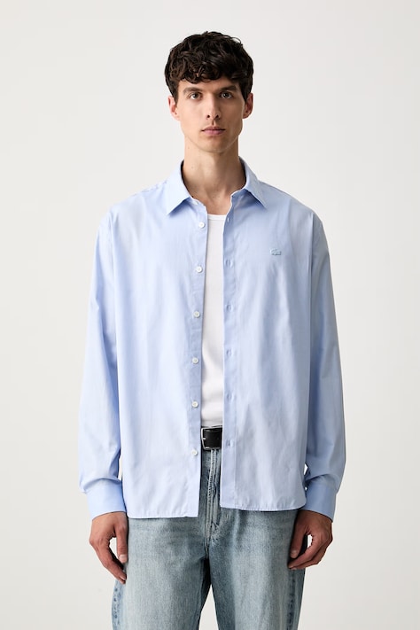 Lacoste koszula oxford bawełniana niebieska gładka CH8729