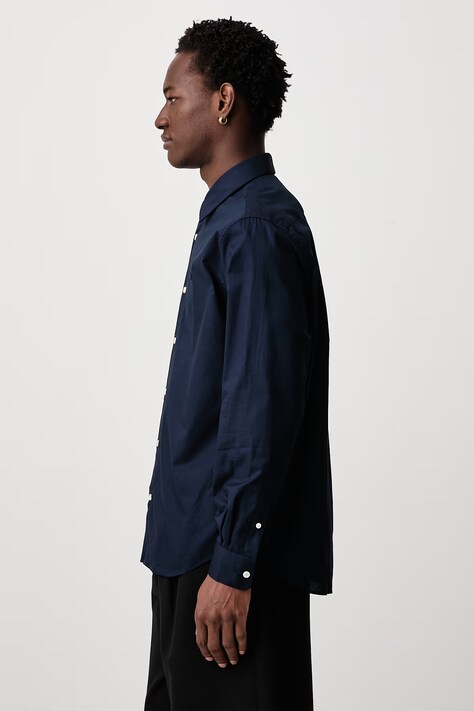Lacoste Πουκάμισο oxford βαμβακερό σκούρο μπλε απλό CH8729
