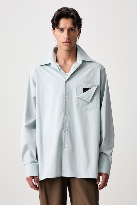 MM6 Maison Margiela Koszula bawełniana męska niebieska gładka SH2DT0058-M36094