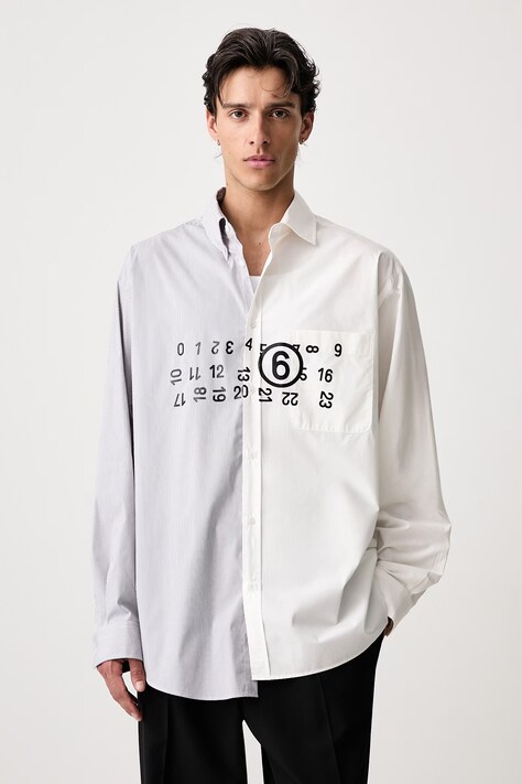 MM6 Maison Margiela Koszula męska z bawełną biała z nadrukiem SH0DT0057-MTN183
