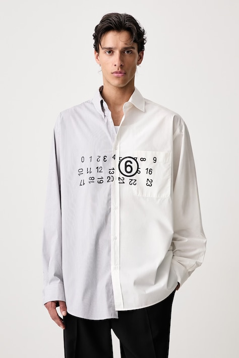 MM6 Maison Margiela Koszula męska z bawełną biała z nadrukiem SH0DT0057-MTN183