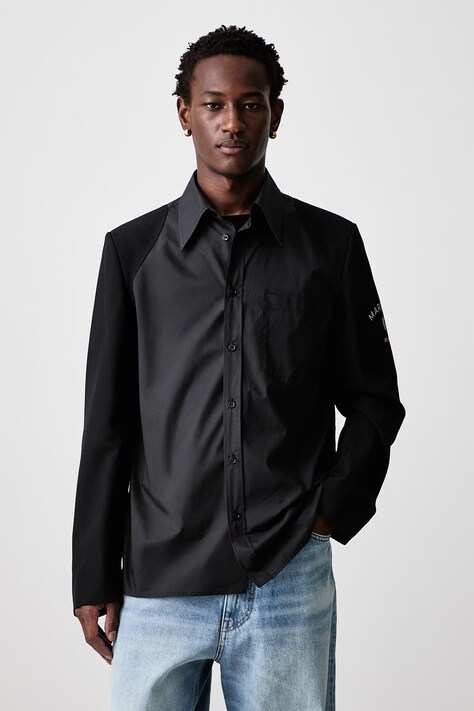 MM6 Maison Margiela Koszula męska bawełniana czarna gładka SH0DT0056-MTN191